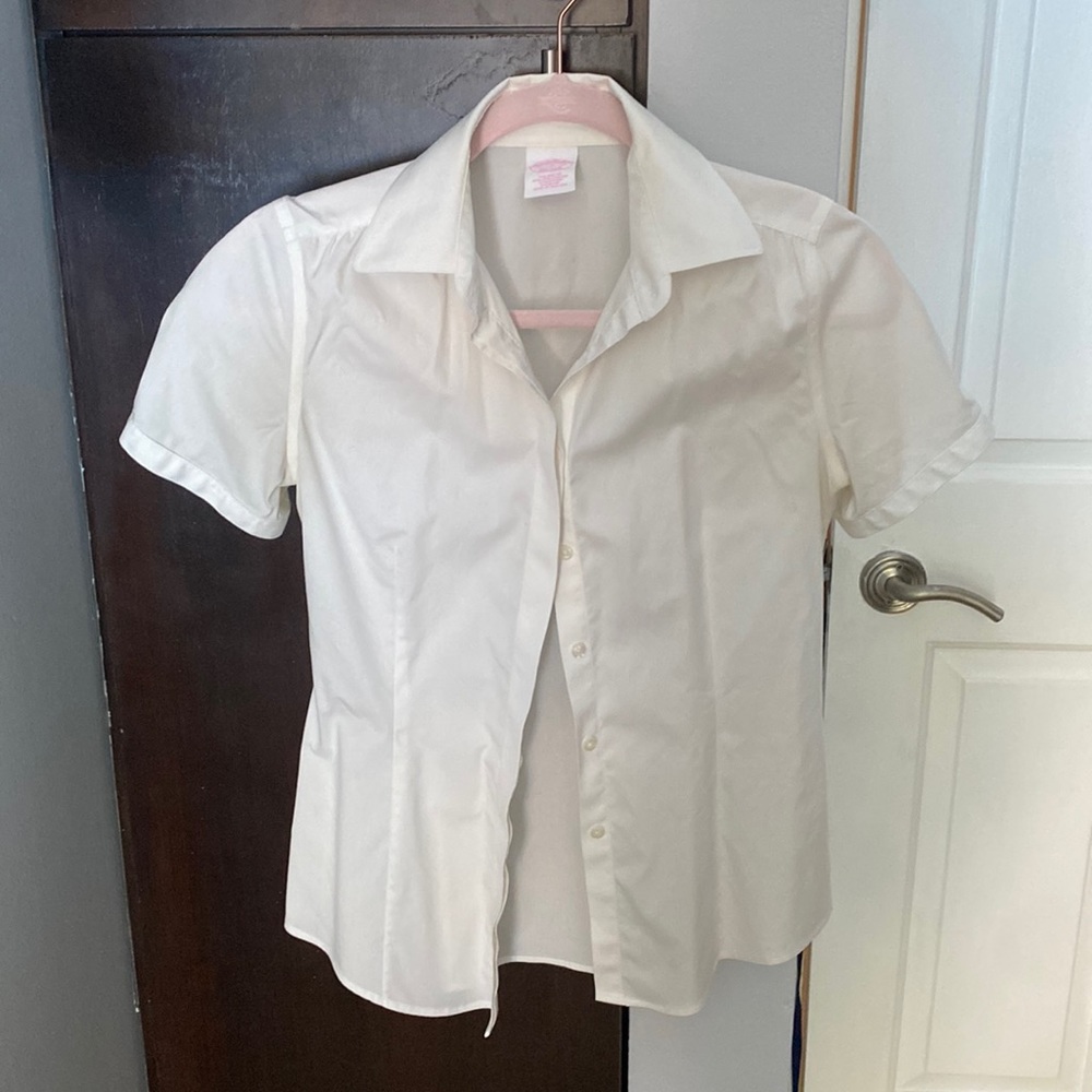 White brooks brothers button down short sleeve